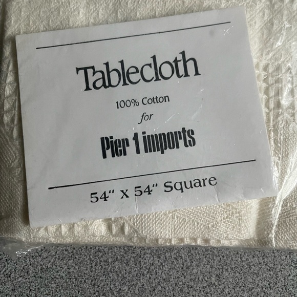 Pier 1 Cotton Cream Square Tablecloth 54x54” - Picture 2 of 4